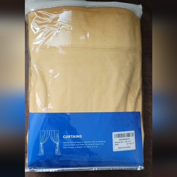 Miulee 63x52 Velvet Pom Pom Mustard Yellow Curtains Room Darkening Thermal Set 2 - Picture 9 of 10